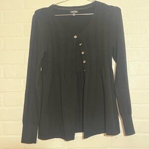 APT.9 Cardigan Sweater Half Button Front Black Office Business Casual Sz MP